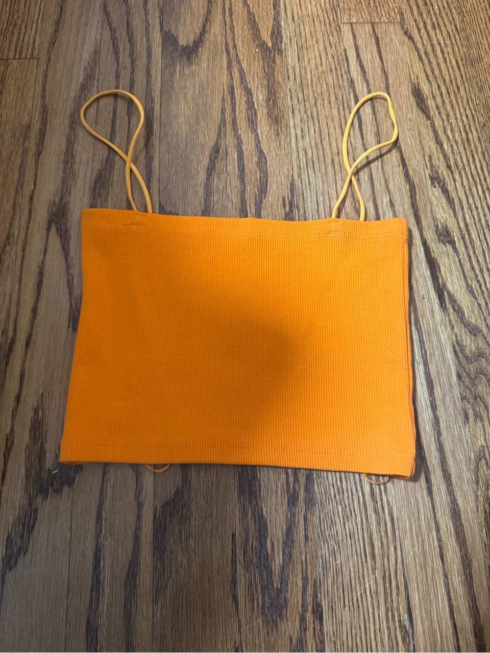 Zara Orange Ribbed Spaghetti Strap Crop Top